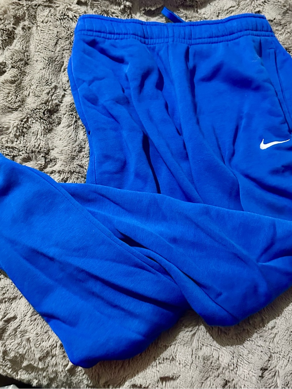 Nike womens Bright Blue Jogger Sweatpants with White Swoosh